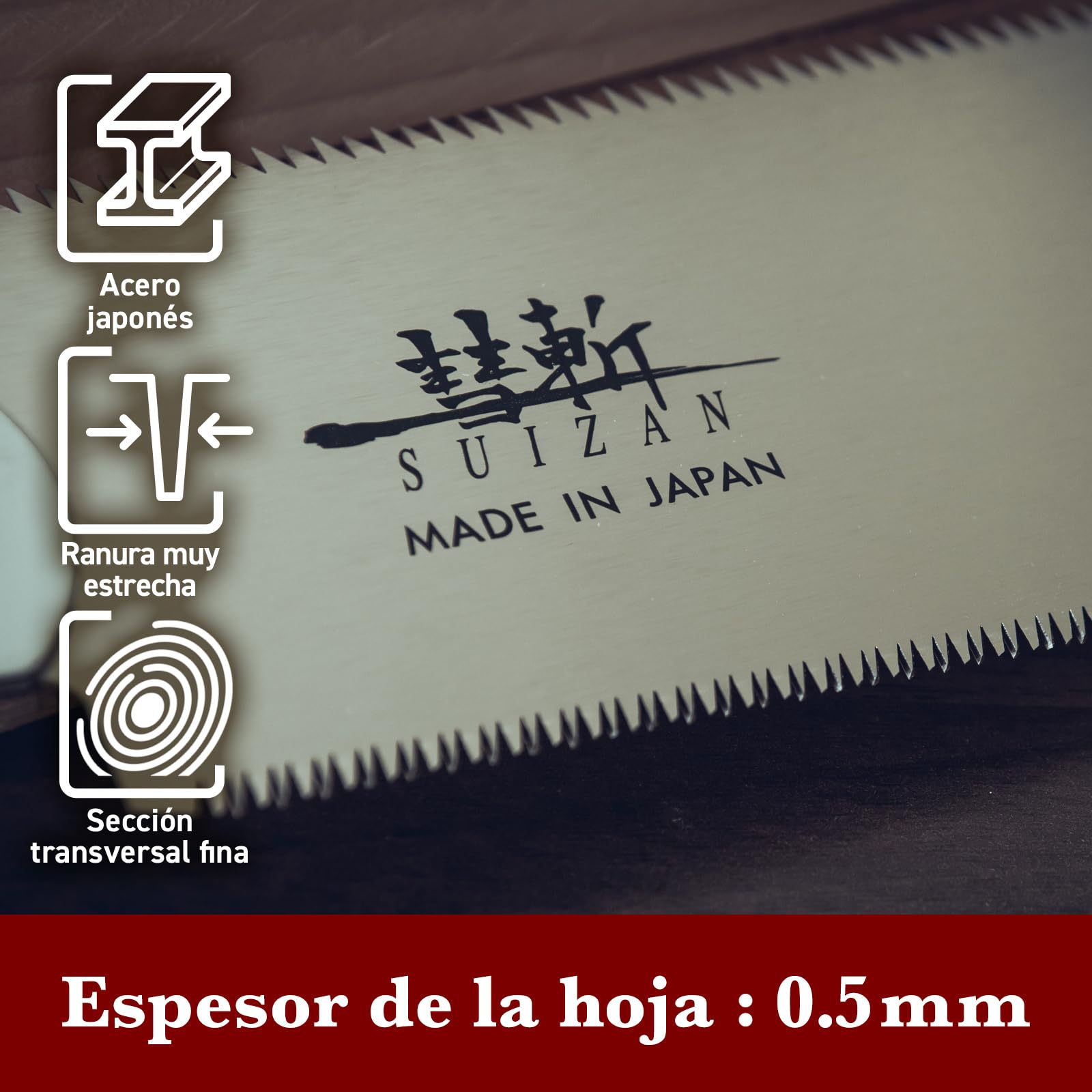 SUIZAN Ryoba Sierra japonesa de doble filo 240mm - Serrucho de mano profesional Herramientas carpinteria madera