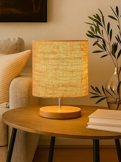 Decorcity Printed Table Lamp for Home Décor | Warm LED Night Lamp with Wooden Base | Decorative Bedside Lamp for Living Ro...