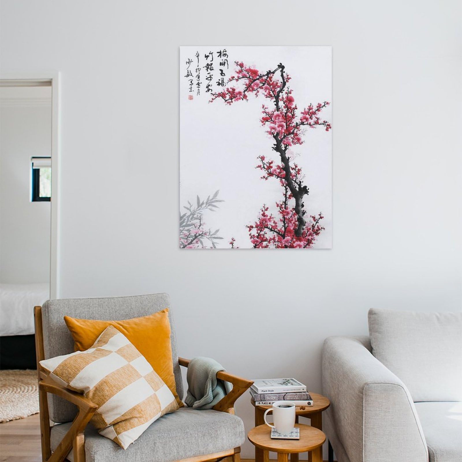 Amazon.co.jp: 絵画 梅の花の中国画インテリア 絵画 中国の花の壁