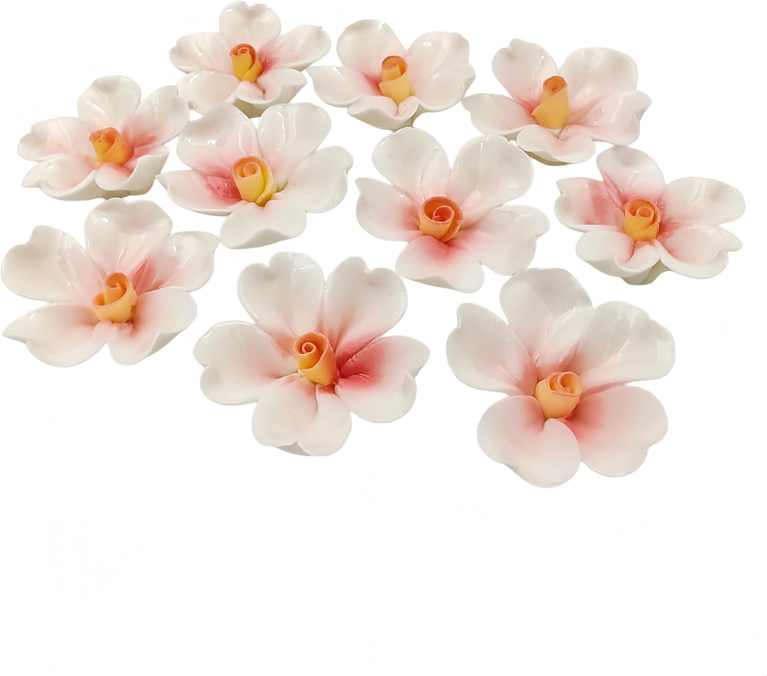 3D Ceramic Flower Mosaic Tiles, 10Pcs Floral Porcelain Tiles for Crafts, Handmade DIY Supplies for Artwork, Creative Mosaic Pieces (Pink)