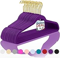 Vista 10 de MIZGI Perchas de Terciopelo Premium (Paquete de 50) Resistentes - Perchas de Terciopelo Antideslizantes - Percha de Traje de Terciopelo Rosa