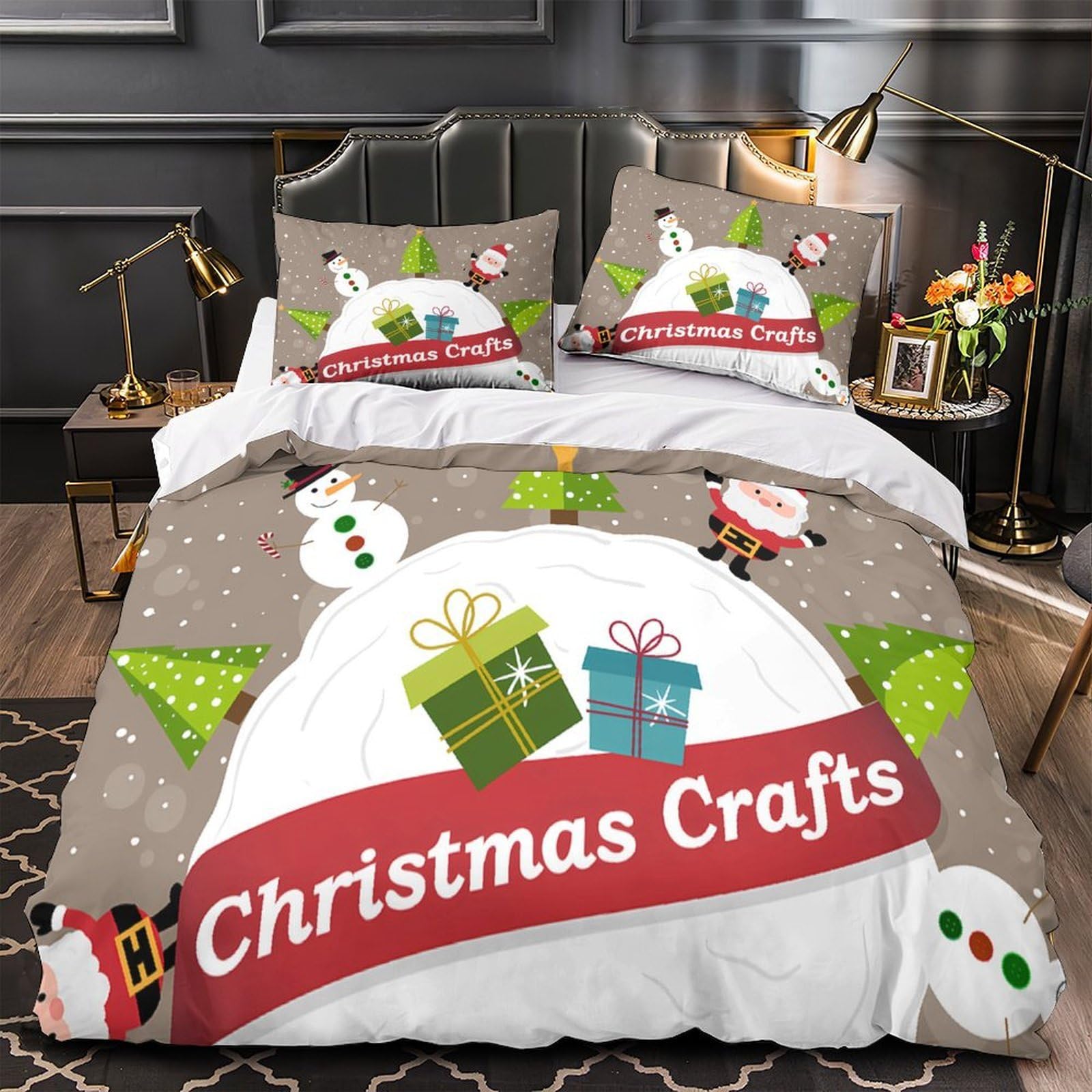 Housse de couette imprimé 3D hivernale en microfibre hypoallergénique