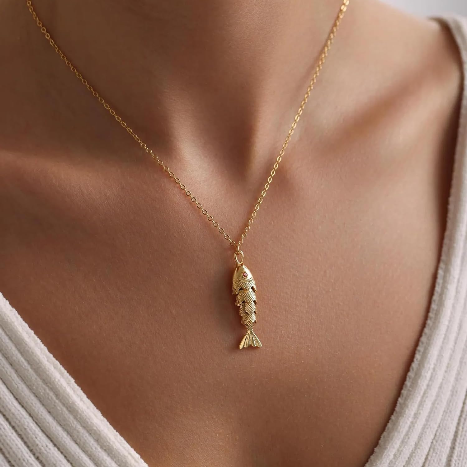 Fish Necklace Fish Charm Drop Pendant Necklaces Beach Inspired Jewelry Gold Pendant Necklace for Women Summer Statement Accessory - Image 2