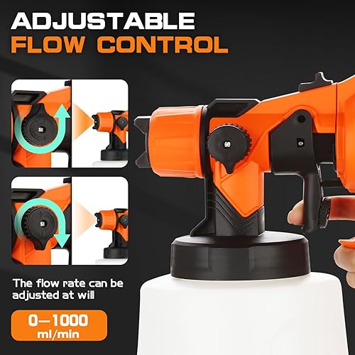 Miniatura 3 de RVGIVE Pulverizador de pintura, pistola de pulverización HVLP de 700 W, kit completo de pulverización de pintura con 6 boquillas de latón de