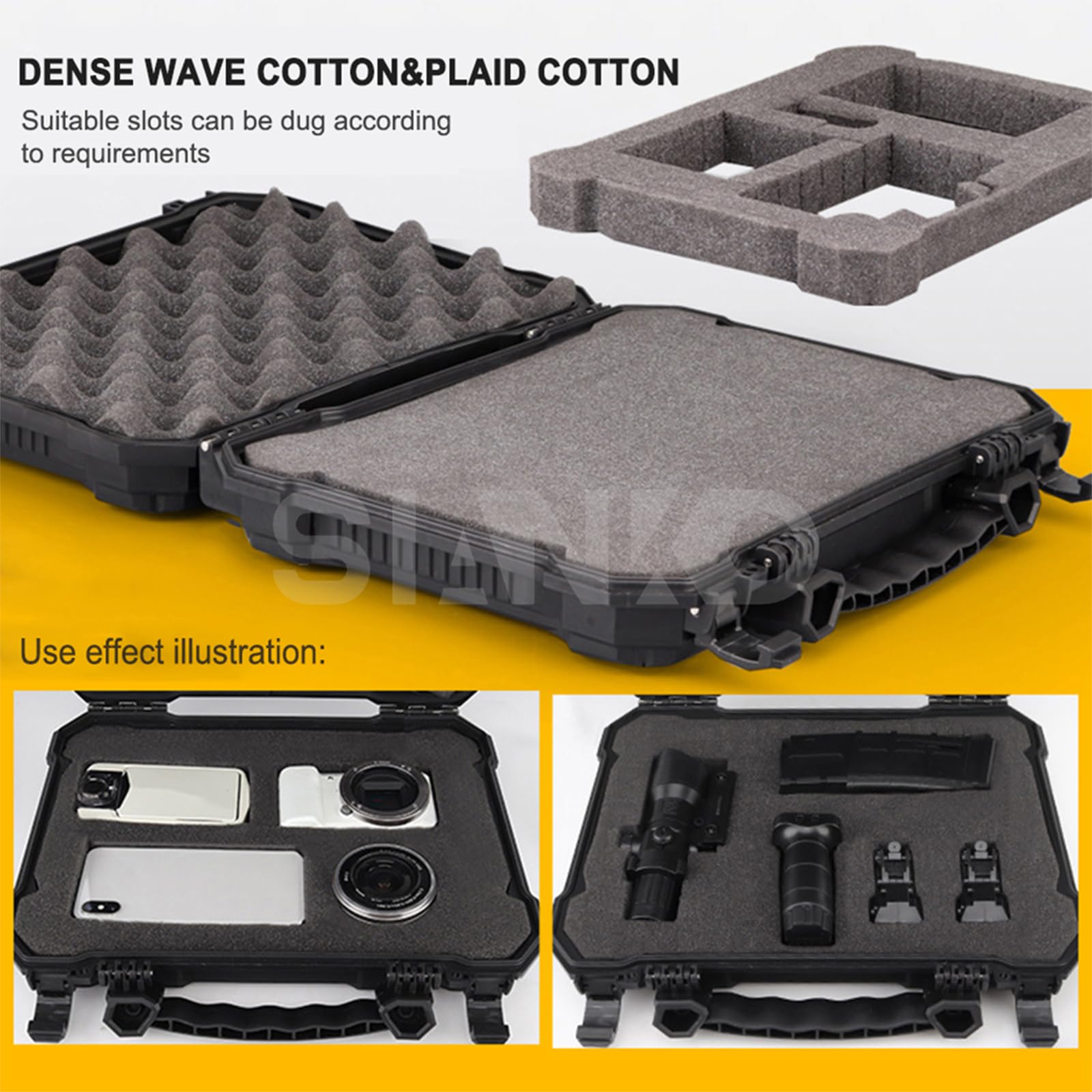 Caja de seguridad táctica para equipo militar, caja de almacenamiento de herramientas, cámara, protección de teléfono móvil, impermeable, a prueba de golpes, funda portátil al aire libre, Black, Talla