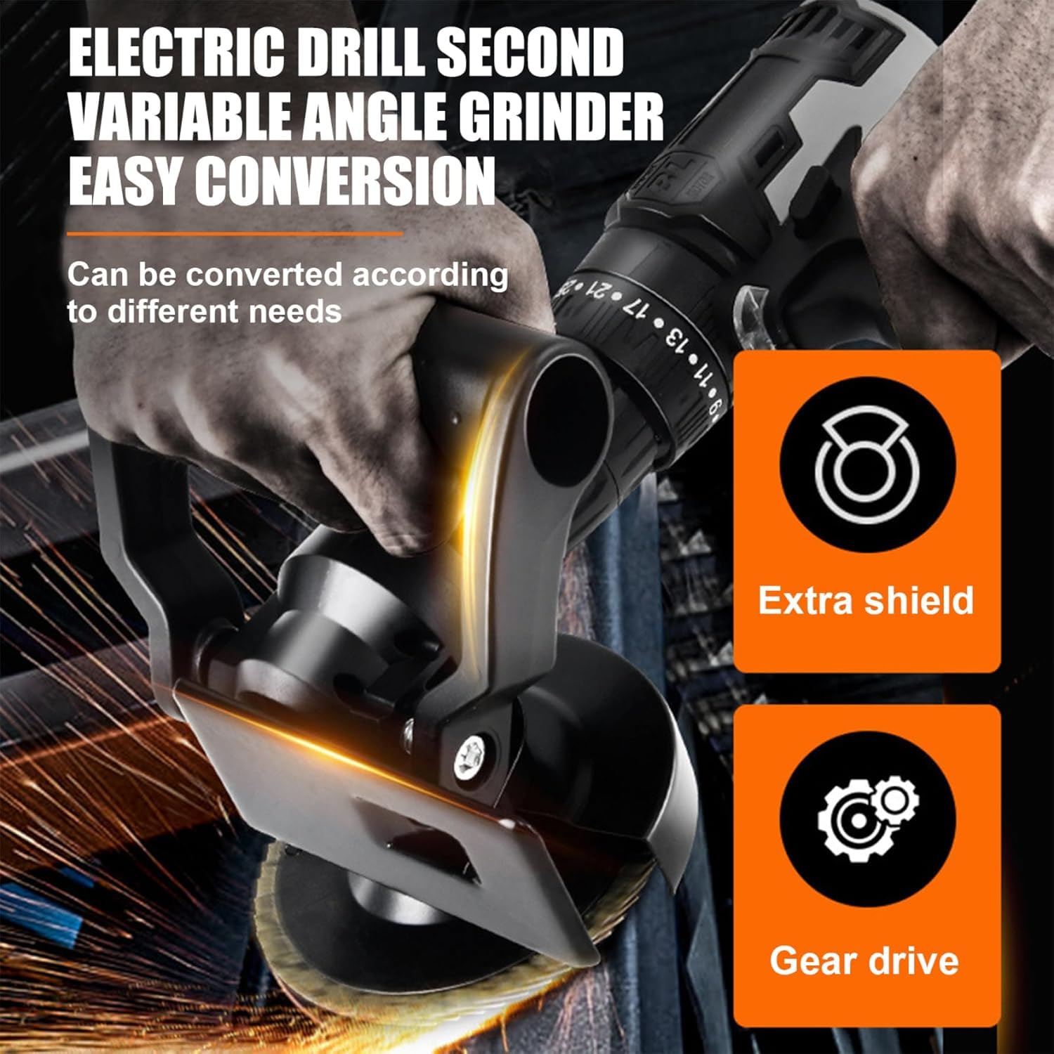 Even 90 Degree Drill Attachment, Right Angle Drill Adapter with Auxiliary Handle, Adjustable. - Image 3 thumbnail