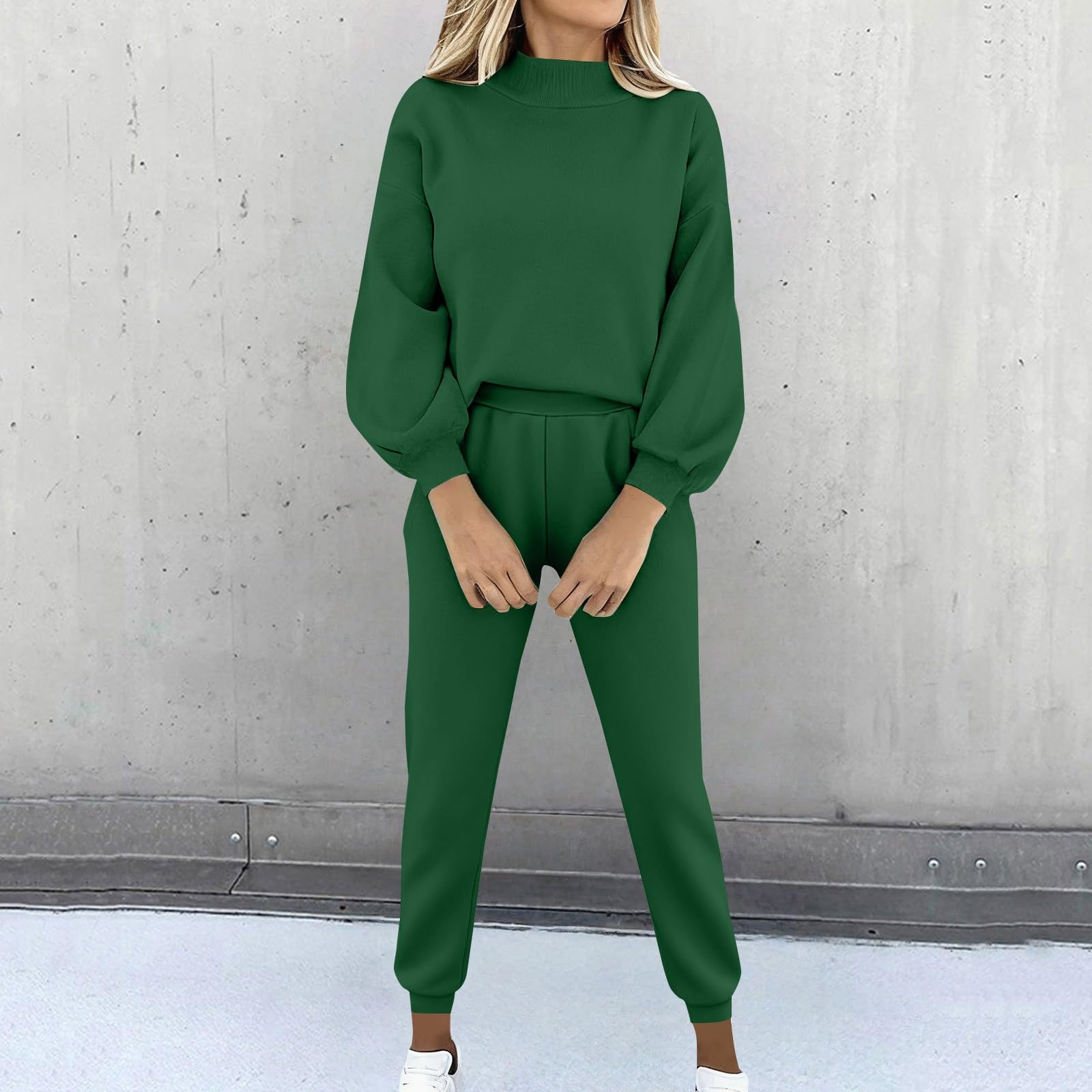 Tuta Da Ginnastica Donna 2 Pezzi Completi Sportiva Manica Lunga Girocollo Tuta Palestra Completo Da Ginnastica Elegante Set Top E Pantaloni a Gamba Larga Tute Per Jogging Yoga Fitness Da Casa Autunno