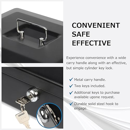 Miniatura 4 de CARL, CUI82012, bandeja de billetes de acero caja de seguridad, color negro 4 x 9 pulgadas