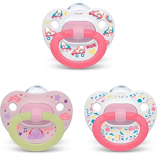 NUK Orthodontic Pacifier Value Pack, Girl, 6-18 Months,3 Count (Pack of 1)