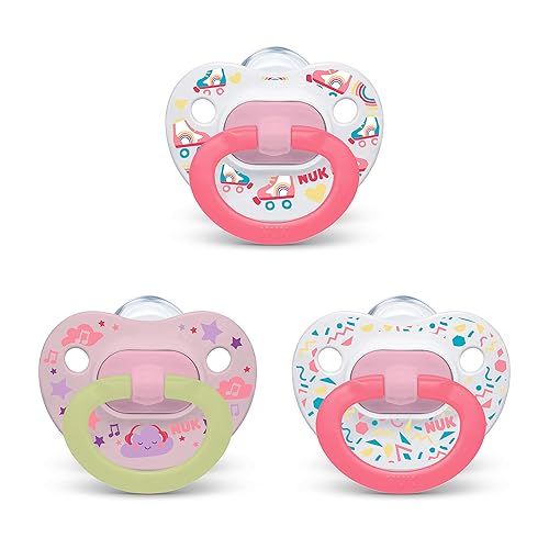 Miniatura 5 de NUK Orthodontic Pacifiers, Girl, Multi, 18-36 Month (Pack of 2) & Orthodontic Pacifier Value Pack, Girl, 6-18 Months,3 Count (Pack of 1)
