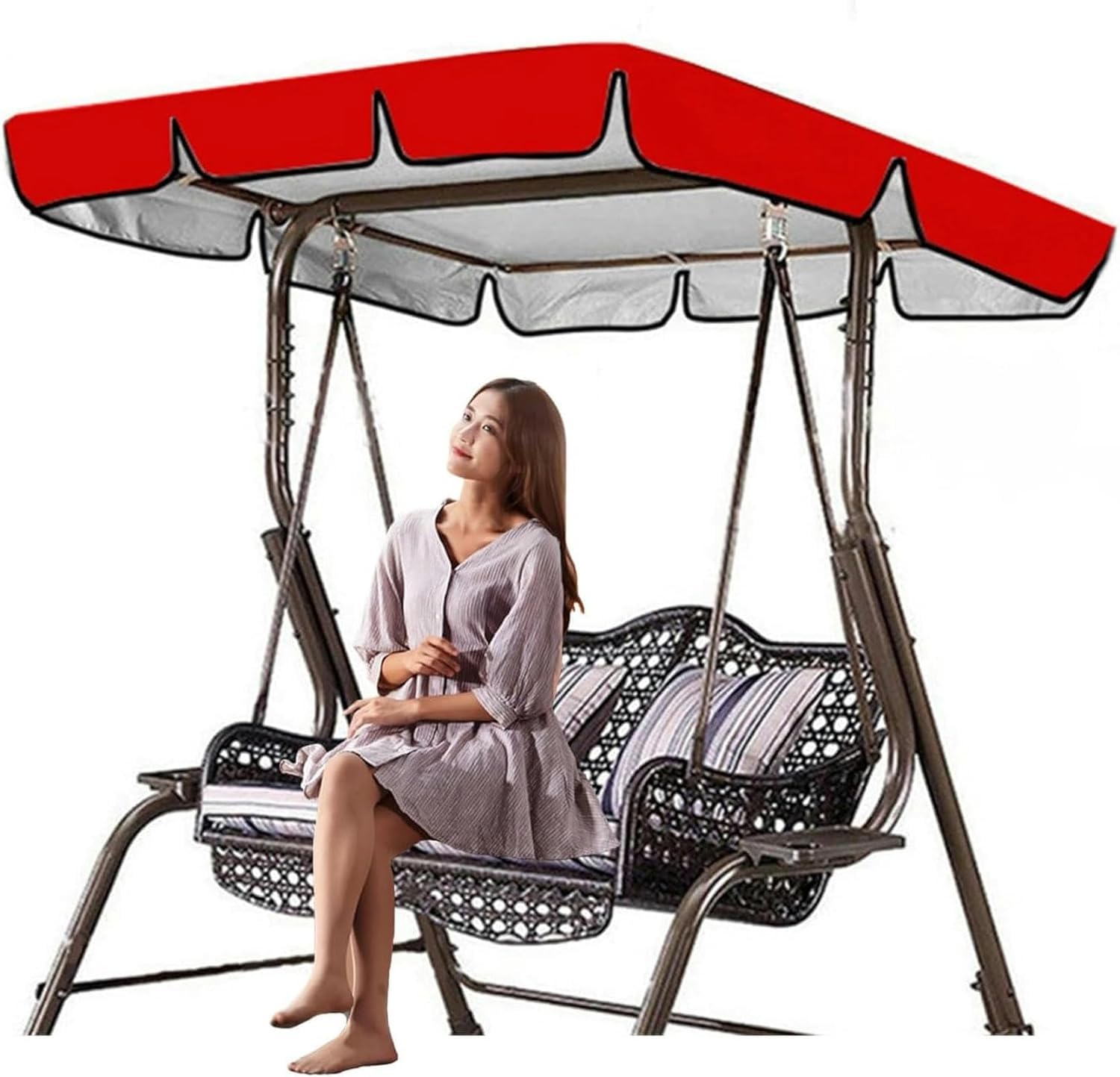 Sostituzione del Telo per Altalena da Giardino, Copertura di Ricambio for Altalena a 2-3 posti Multicolore, Diverse Misure(Red,77x49x6inch)