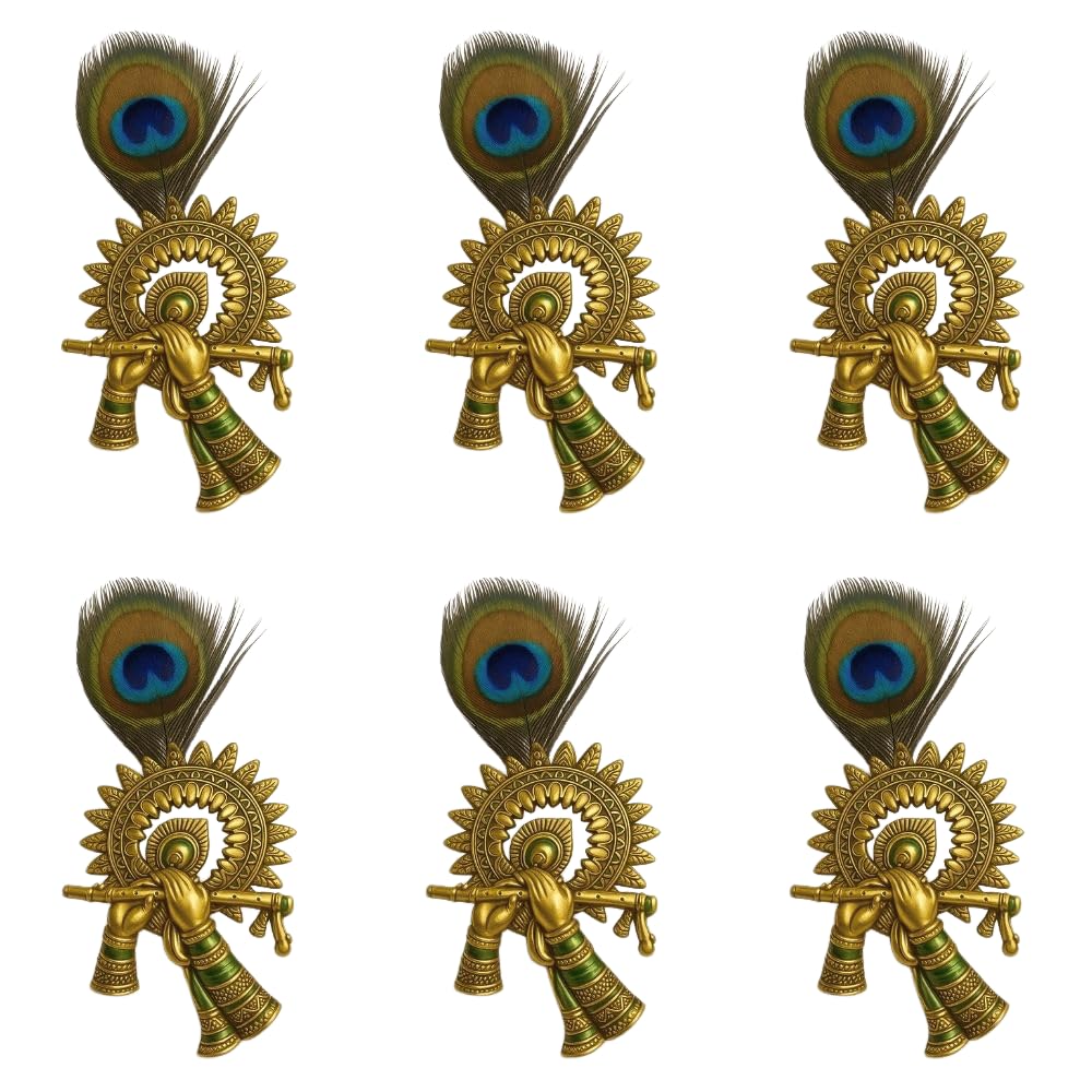 Men’s Krishna Flute Brooch Set of 6 with Peacock Feather | Premium Ethnic Lapel Pin for Sherwani, Suit & Blazer | Wedding Groom & Groomsmen Accessories Combo Pack-image-30