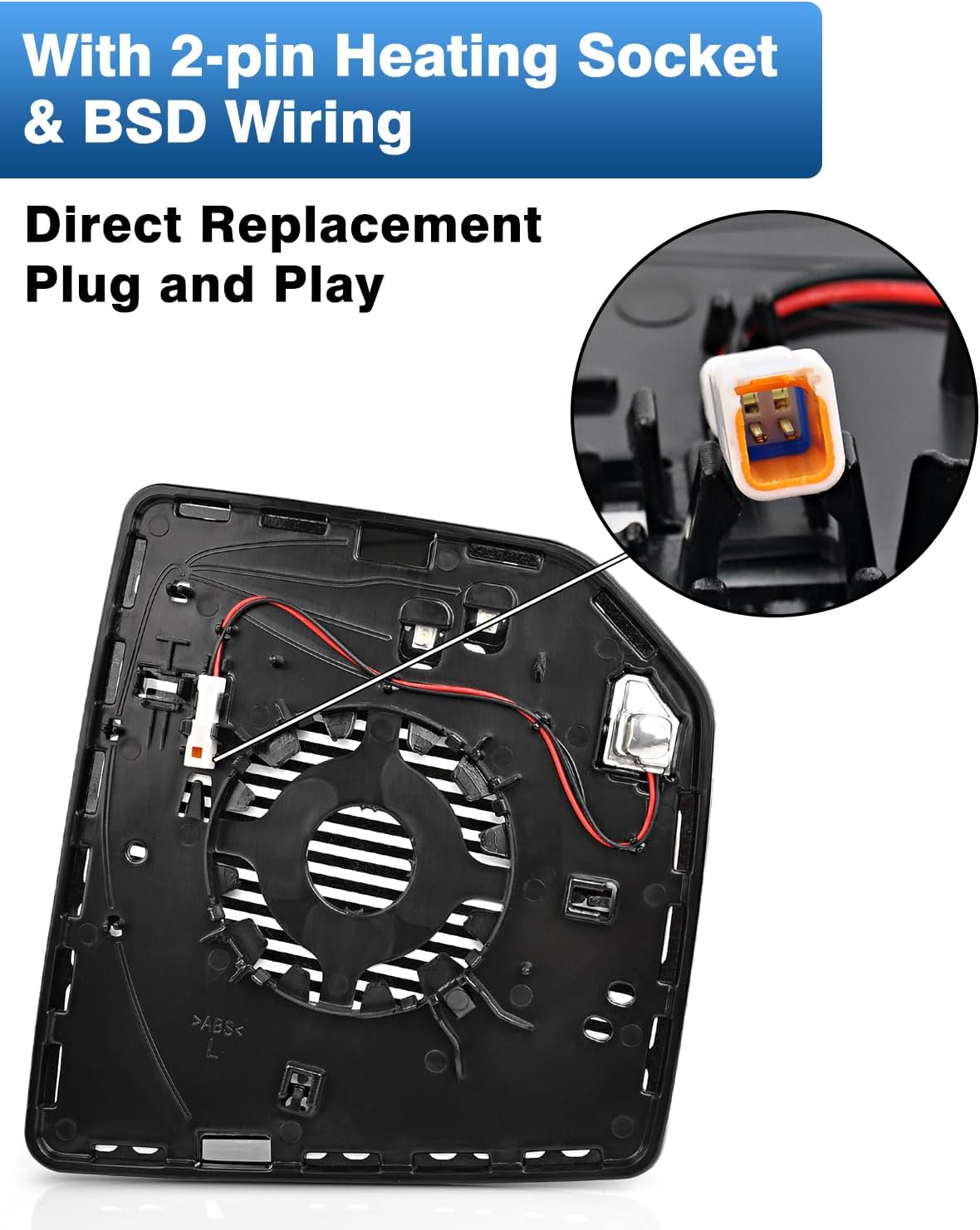 TOP-MAX Driver Side Mirror Glass Replacement for Ford F150 2015 2016 2017 2018 2019 2020, Left Heated Mirror Glass with Blind Spot Detection and Rear Holder, FL3Z-17K707-AH