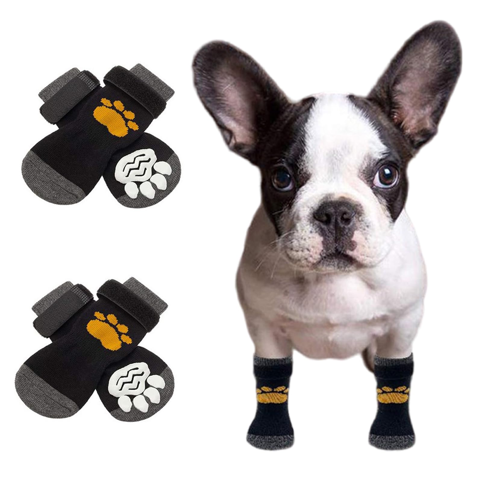 Calzini Antiscivolo per Cani con Cinghie Regolabili Protezioni per Zampe di Cane con Impugnature per Evitare Che Le Scarpe del Cane Lecchino O Scivolino,Nero,L
