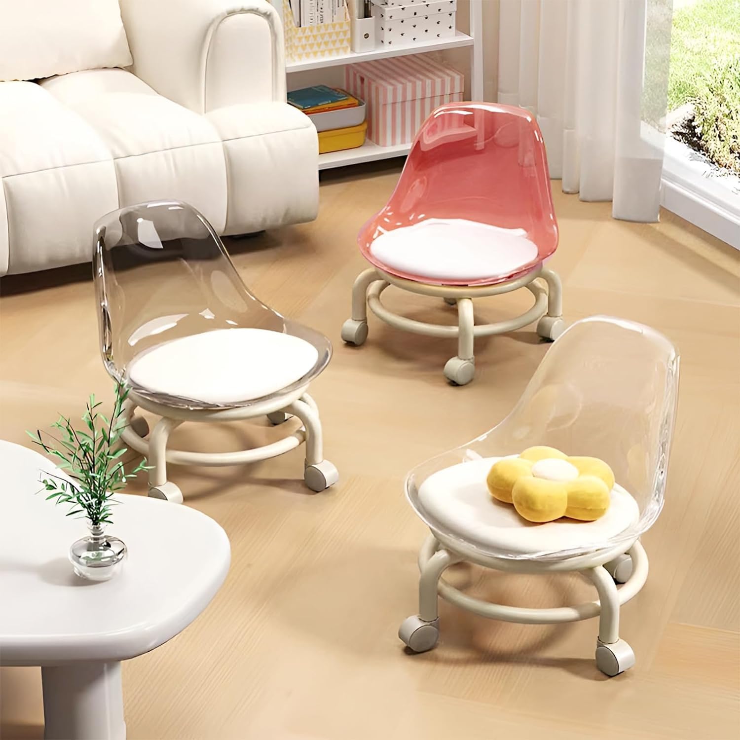 Pedicure Stools for Nail Tech, Short Height Stool Swivel Chair with Backrest for Salon, Spa, Massage, Tattoo, Esthetician, Shop, Kitchen (Pink) Pedicure Stools for Nail Tech, Short Height Stool Swivel Chair with Backrest for Salon, Spa, Massage, Tattoo, Esthetician, Shop, Kitchen (Pink)