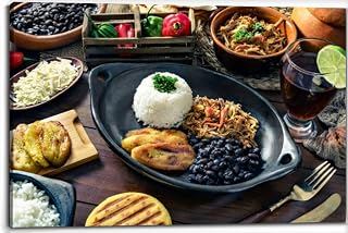 Venezuelan traditional food Pabellon Criollo arepas casabe and Canvas Wall Art Decor Framed Photo Prints Picture Poster For Bathroom Bedroom Kitchen Living Room Office Artwork Paintings 20x30