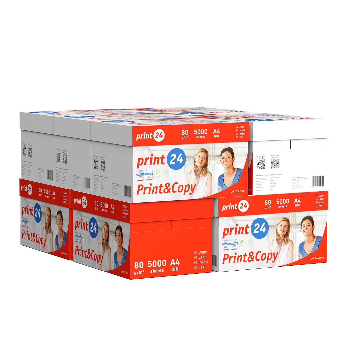 Druckerpapier Kopierpapier 50000 Blatt 100 x 500 A4 80g Premium Hochweiß CIE 160 PEFC zertifiziert