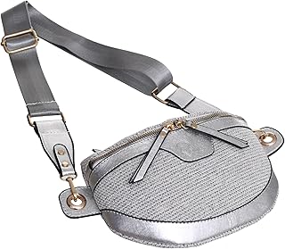 Rotitoo Leather Crossbody Bag 15X23 For Women - Silver
