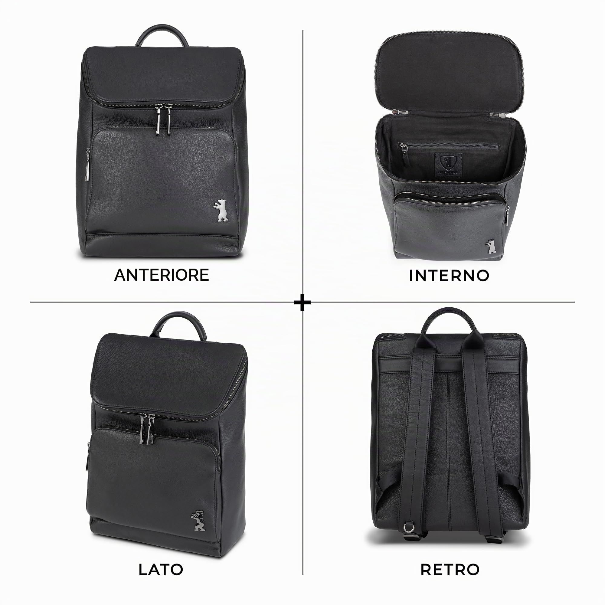 Berliner Bags Zaino Sydney, Zaino Compatto da Città Unisex per Uomo e Donna – Nero