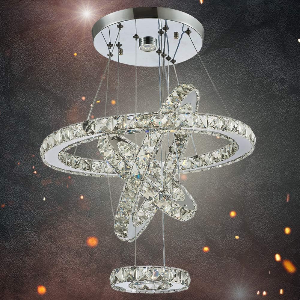 Uр Tо 40% оƒƒ Modern Crystal Chandeliers LED Chandelier Pendant Lights Chandelier Rings Pendant Light 15/25/35/45cm(5.9/9.8/13.7/17.7 inches)(Warm White 15/25/35/45)