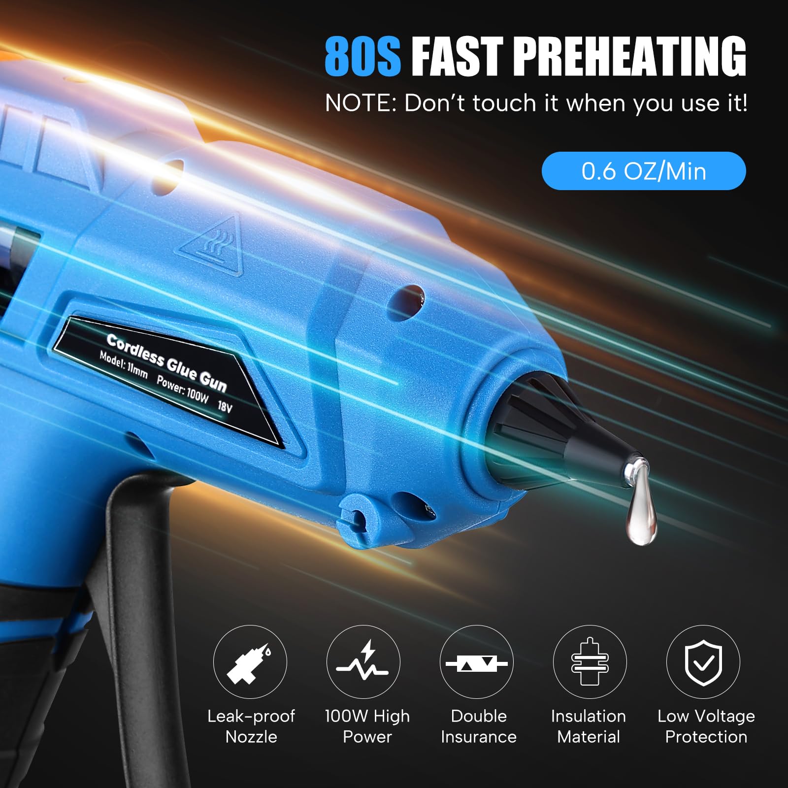 Op batterijen werkend hete lijmpistool voor Makita 18V-21V, geen