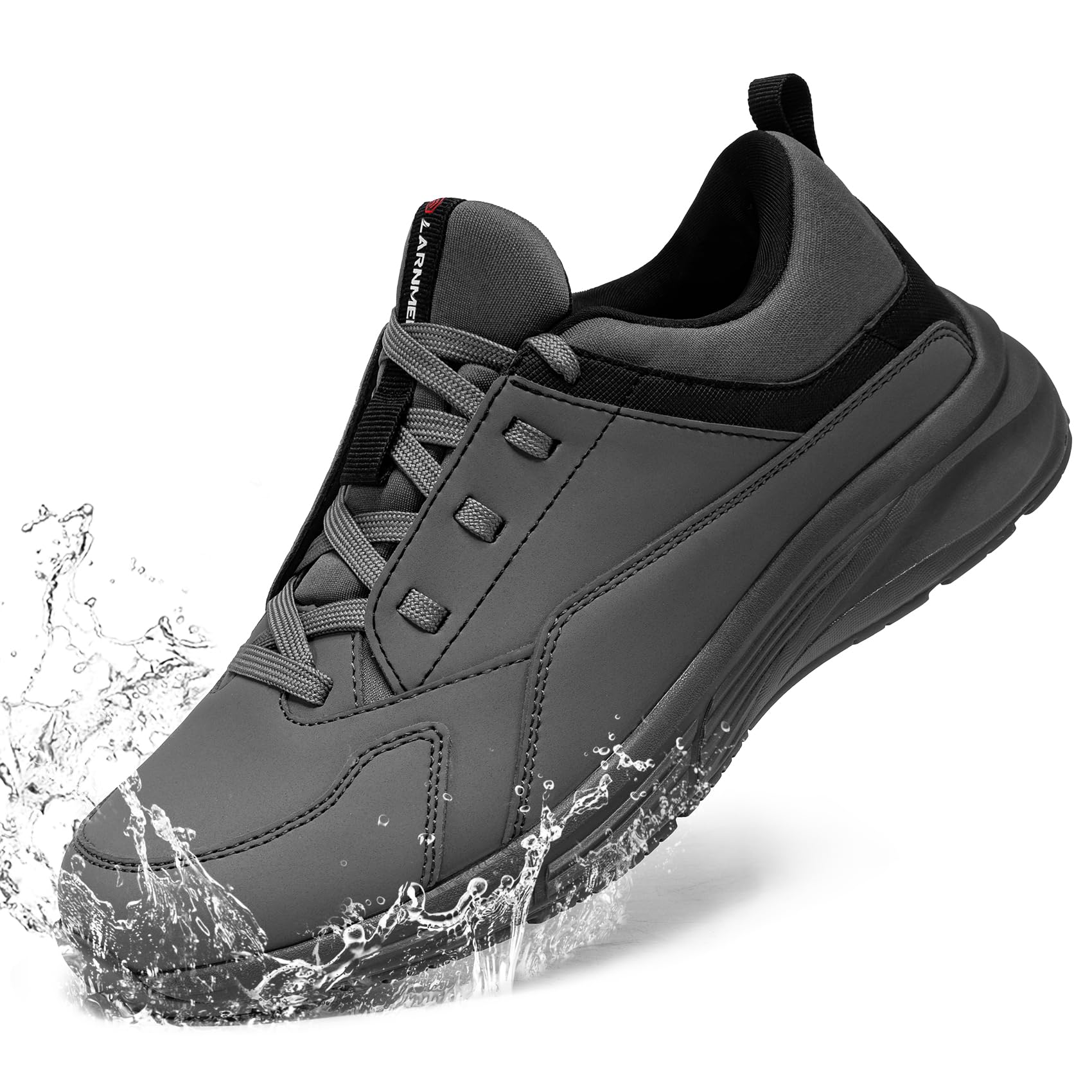 LARNMERN Zapatos Antideslizantes Hombre Zapatos de Cocina Hombre Zapatos Hosteleria Impermeable Zapatillas Antideslizante Cocina Camarero Sanitario,Gris/42 EU