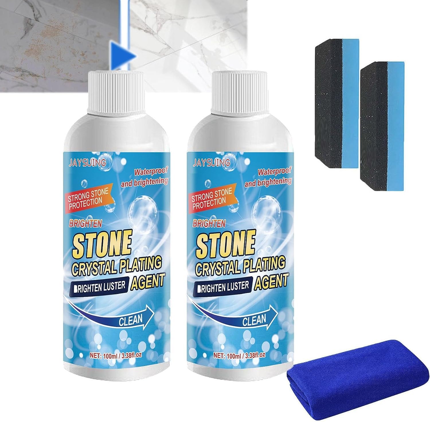 Stone Nano Crystal-Plating Agent,Marble Cleaner Stain Remover, Nano Crystal Coating Agent for Tile & Furniture, Marble Nano Crystal-Plating Agent, for Marble(2PCS)