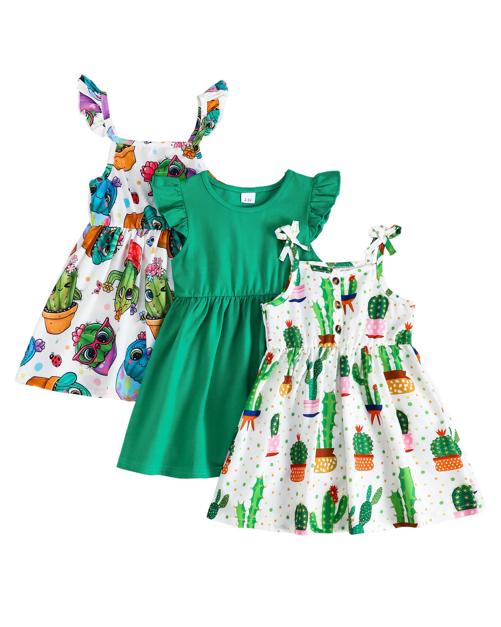 Toddler Girl Dress Little Girl Clothes Ruffle Sleeveless Multipack Floral Flamingo Striped Summer Spring Casual Dresses