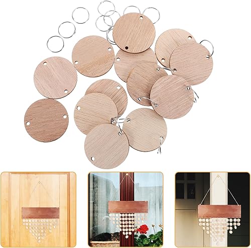 Miniatura 6 de EXCEART Fichas de madera contrachapada, 50 unidades, calendario en blanco, discos de madera redondos para manualidades, calendario, rebanadas de