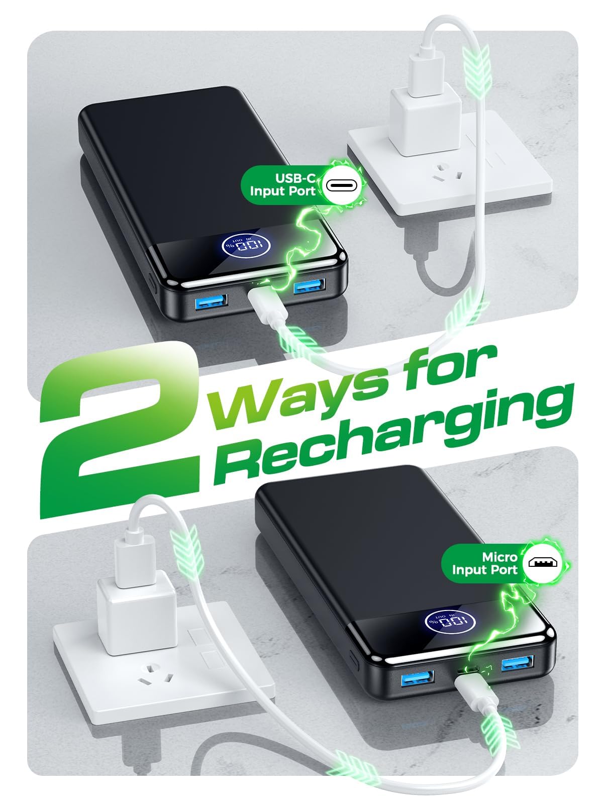 Power Bank Fast Charging 26800mAh,Portable Charger 22.5W Phone Battery Pack Attached USB-C/iOS/Micro-USB Cable, Powerbank for iPhone 17 16 15 14 13 Samsung, for Travel Camping Essentials — view 6