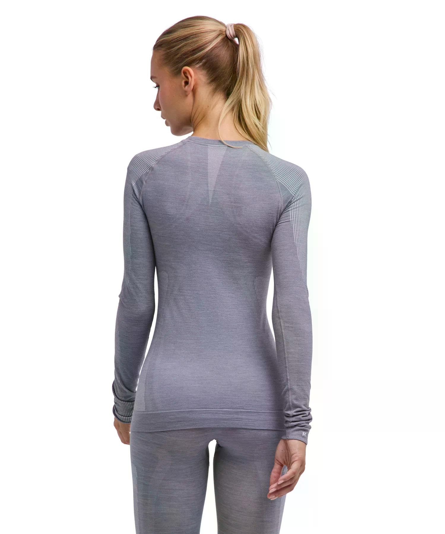 Falke Wool-Tech Light Round Neck W L/S SH Lana Hilo Funcional Secado Rápido Capa de Base Superior Mujer (Pack de 1)