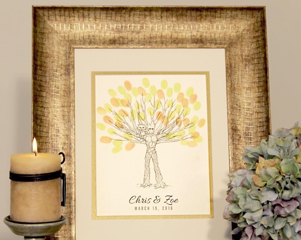 Groot and Rocket Custom Thumbprint Fingerprint Wedding Tree Guest Book Print