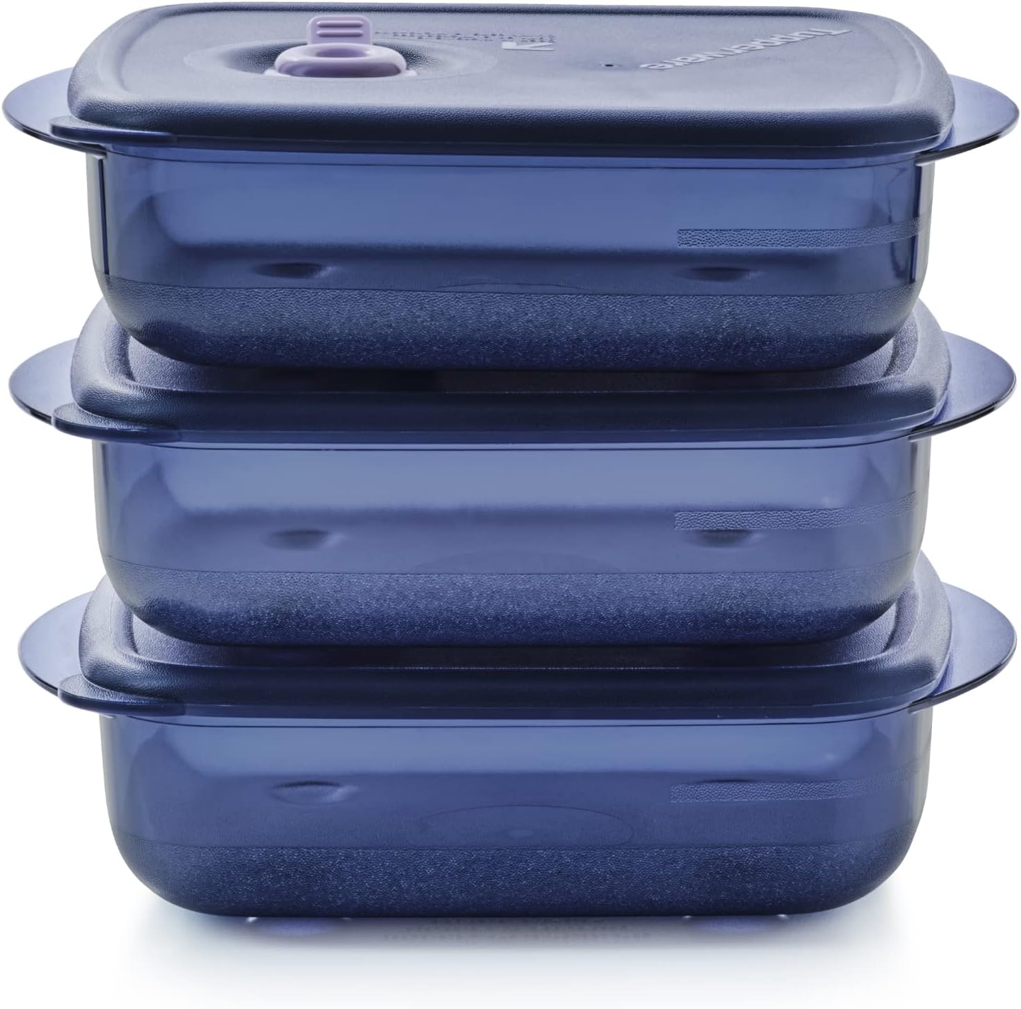 Brand Vent ‘N Serve Container Set - 3 Medium Shallow Containers to Prep, Freeze & Reheat Meals + Lids - Dishwasher, Microwave & Freezer Safe - BPA Free