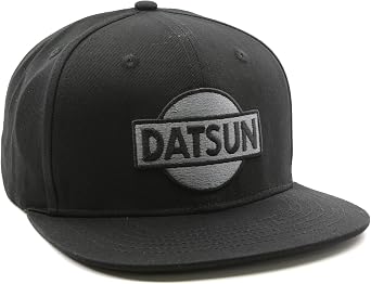 Datsun Baseball Cap - Style A Flat Brim - Black & Dark Silver Colorway - Snap Back Hat