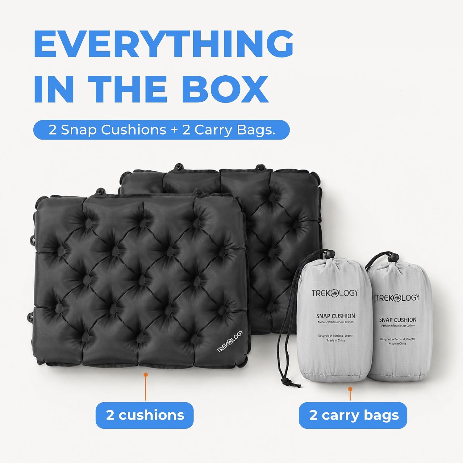 TREKOLOGY Snap Cushion Inflatable Stadium Seat Cushion for Air Travel & Car