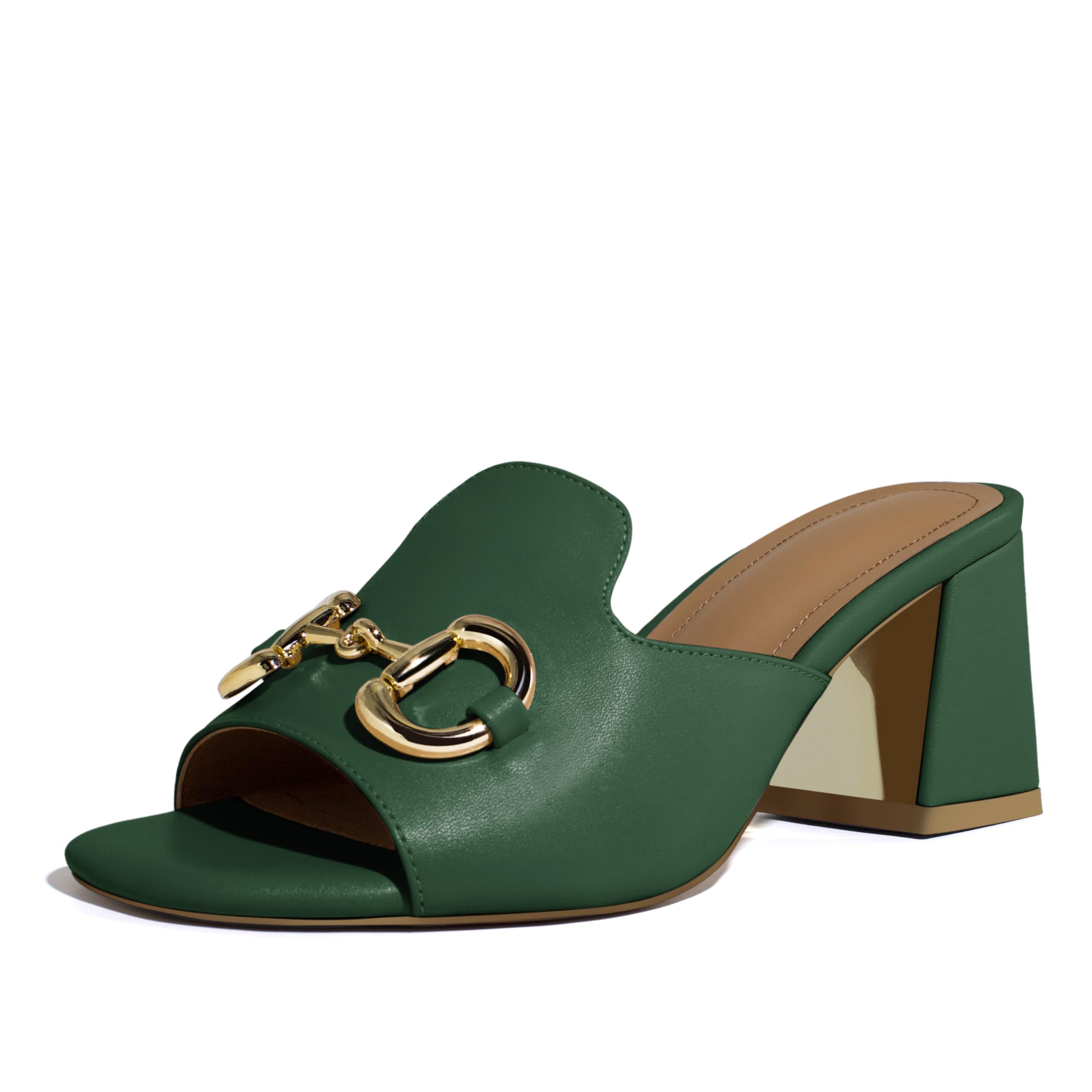 View 1 of ***MISSING PARTS***
anteikira Women's Square Open Toe Buckle Sandals Slip On High Chunky Block Heel Mules Backless High Heeled Sandals for Women Fashion Summer Heels Green Size9