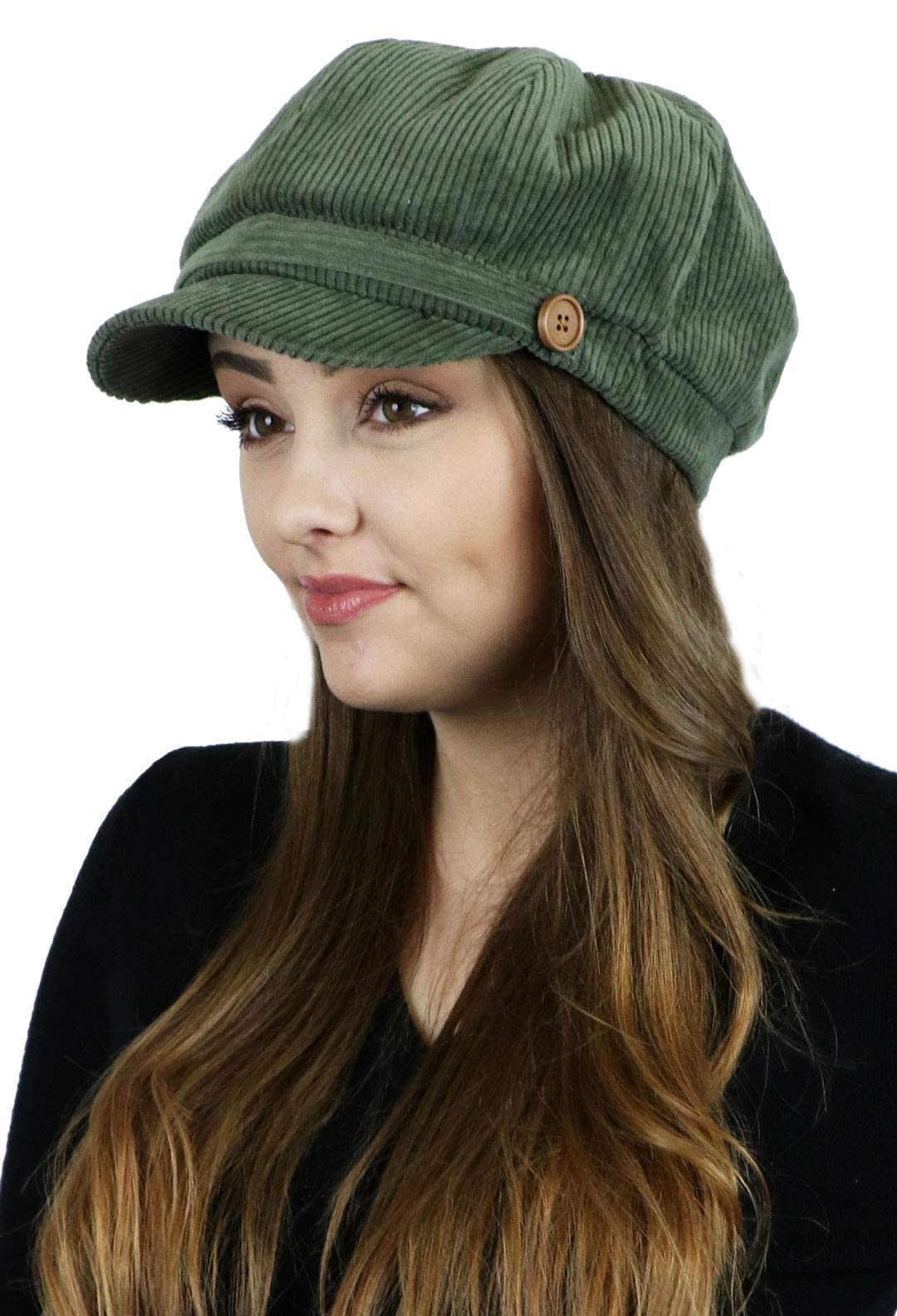 Newsboy Cap for Women Cancer Headwear Chemo Hat Brianna Cabbie Ladies Head Coverings Corduroy