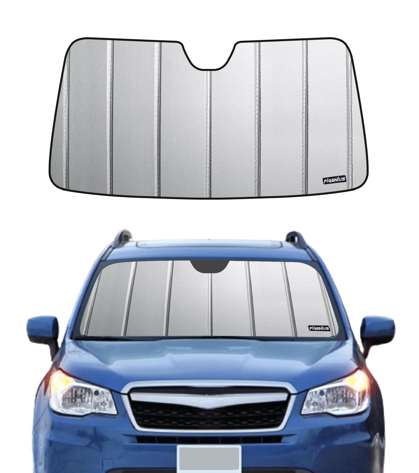 windshield sun shade for 2014 2015 2016 2017 2018 subaru forester with eyesight driver assist system, custom fit front window shade - ultimate folding sunshade - grey