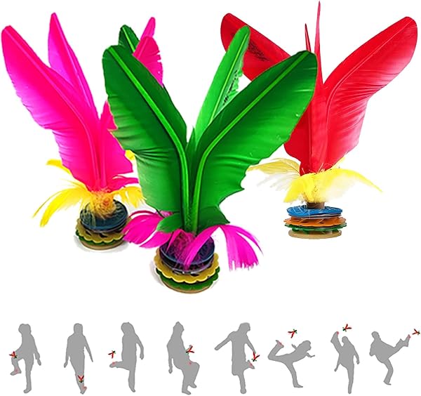 Volant de kick, volant de pied, Jianzi chinois, ballon de football en plumes assemblées, volant coloré pour exercice de pied, ballon de sport en plein air ou intérieur - 1