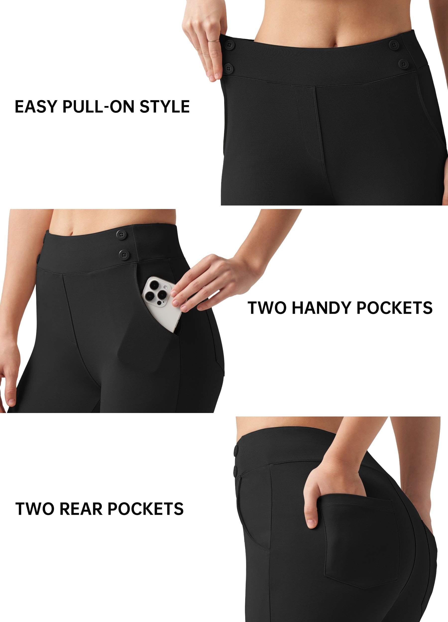Willit Pantalon de yoga pour femme - Pantalon de travail skinny - Taille haute - Extensible - Pour le bureau et les affaires - Pantalon décontracté - 68,6 cm/71,1 cm