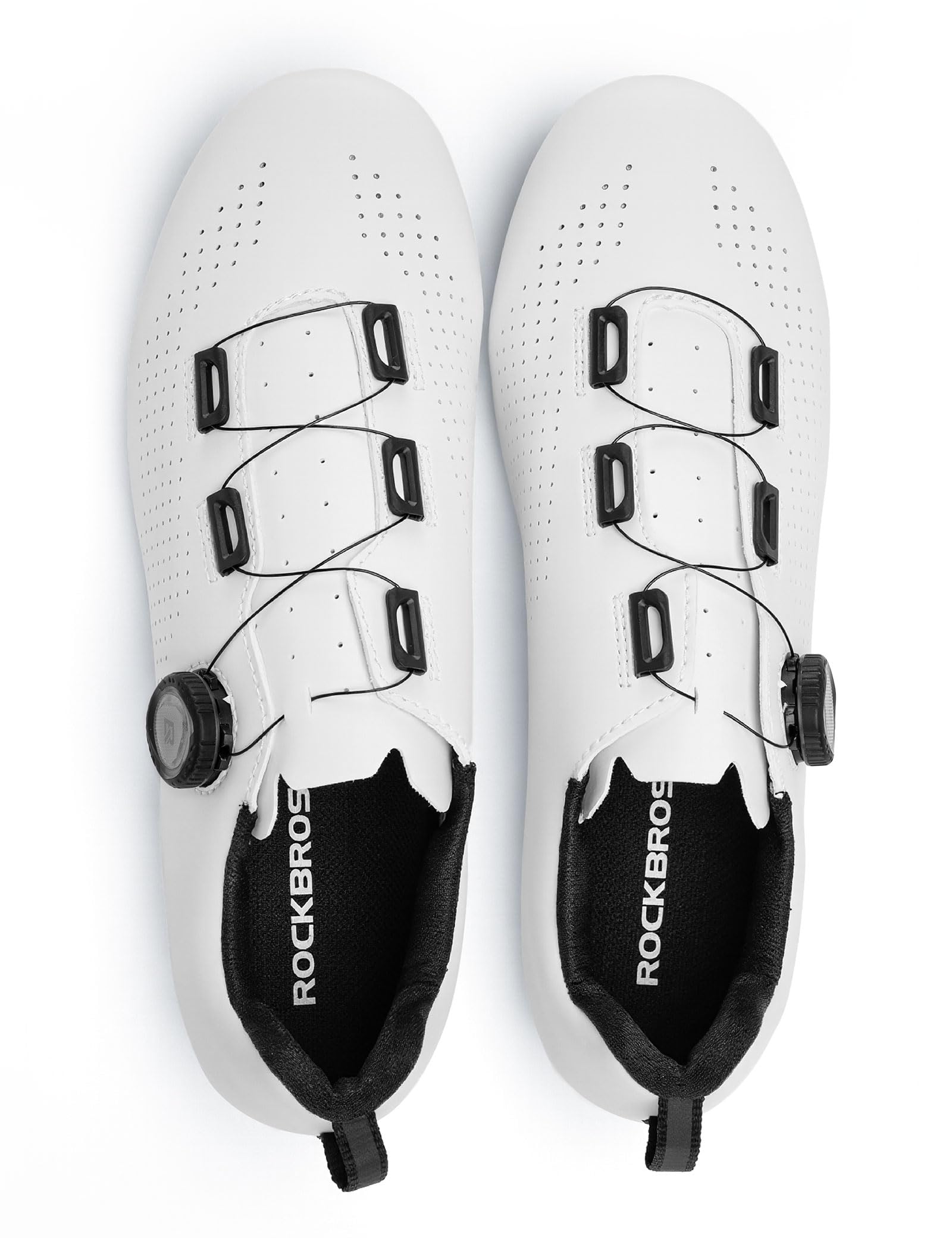 ROCKBROS Fahrradschuhe Herren Damen Rennrad & MTB, Atmungsaktive Radschuhe mit Drehverschluss, rutschfeste Gummisohle, Unisex Mountainbike & Indoor Cycling Schuhe, Weiß 39–46