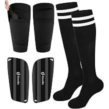 <span>Kids Soccer Shin Guards with Sleeves and Socks Set Youth Toddler Shin Pads Long Socks for 3-12 Years Boys Girls Lightweight Soccer Equipment Black M</span>