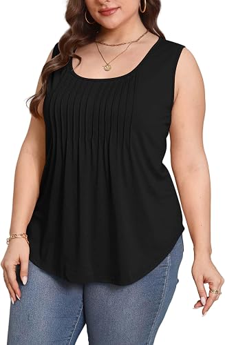 HBEYYTO Trendy Tank Tops for Women 2026 Plus Size Pleated Front Camisoles Cami T