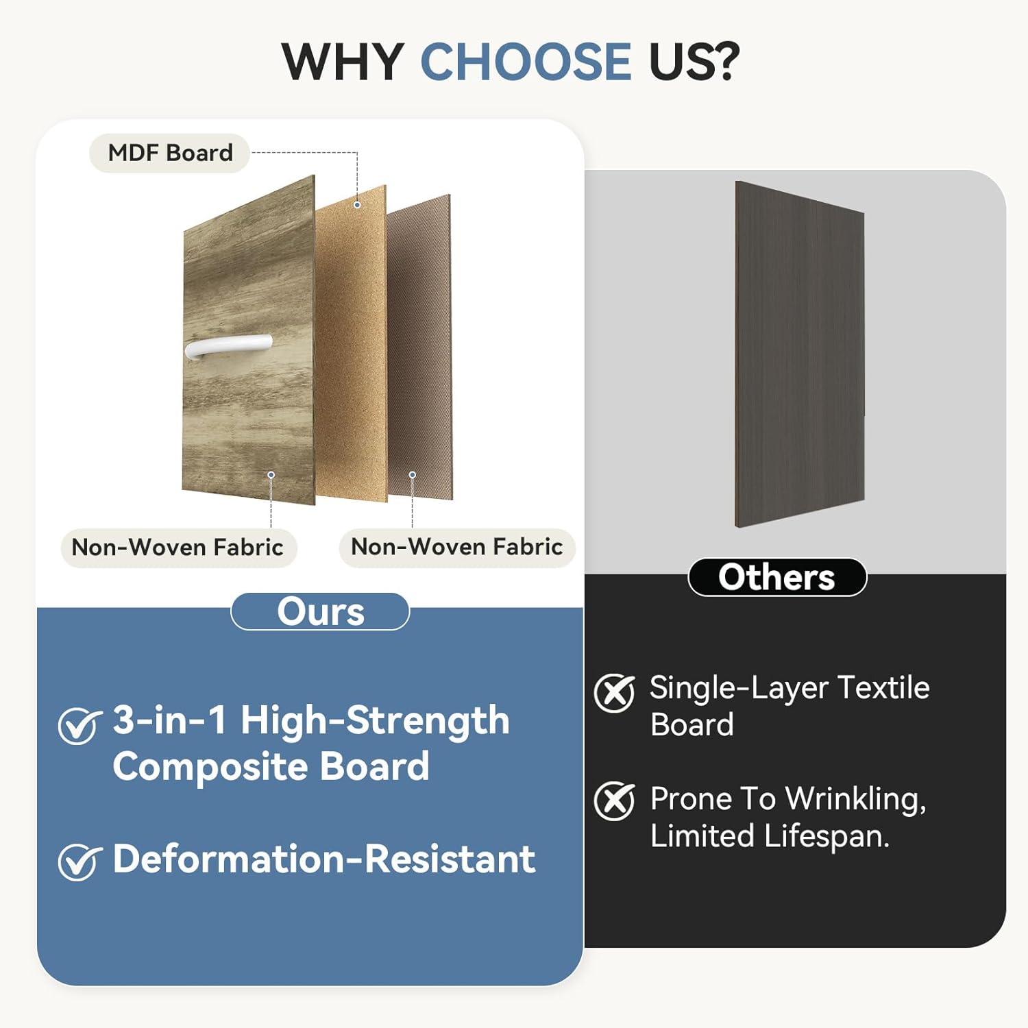 DUMOS TV Stand Dresser with 8 Fabric Drawers and Open Shelves, LED Entertainment Center with Charging Station, Wood Top Media Console for 45-55 inch, Bedroom, Greige Oak