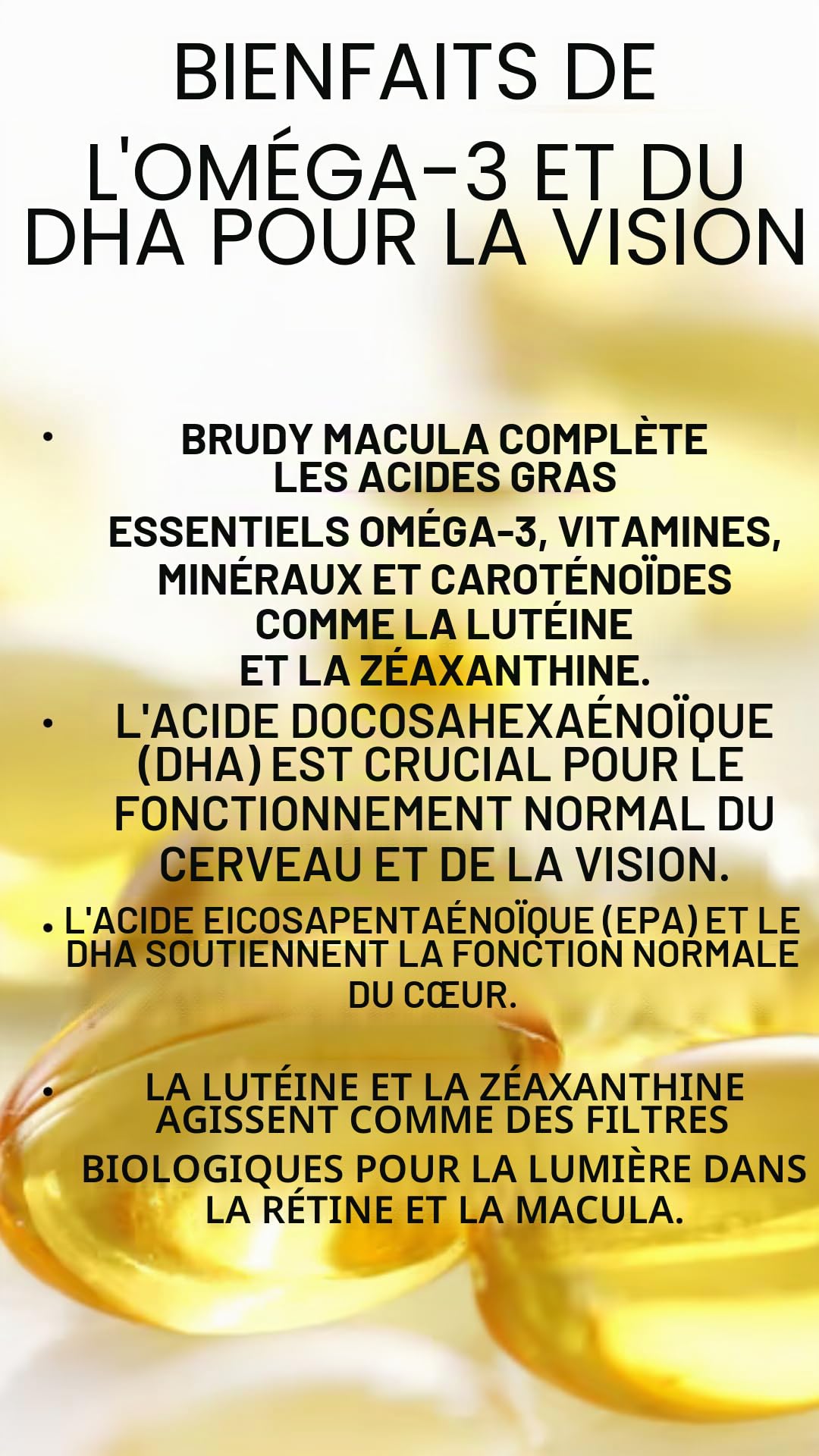 BRUDY LAB Brudy Macula - Acides gras Omega 3 DHA EPA DPA Lutéine et minéraux - Réduit le stress oxydatif dans la dégénérescence maculaire liée à l'âge (DMLA) - 60 gélules