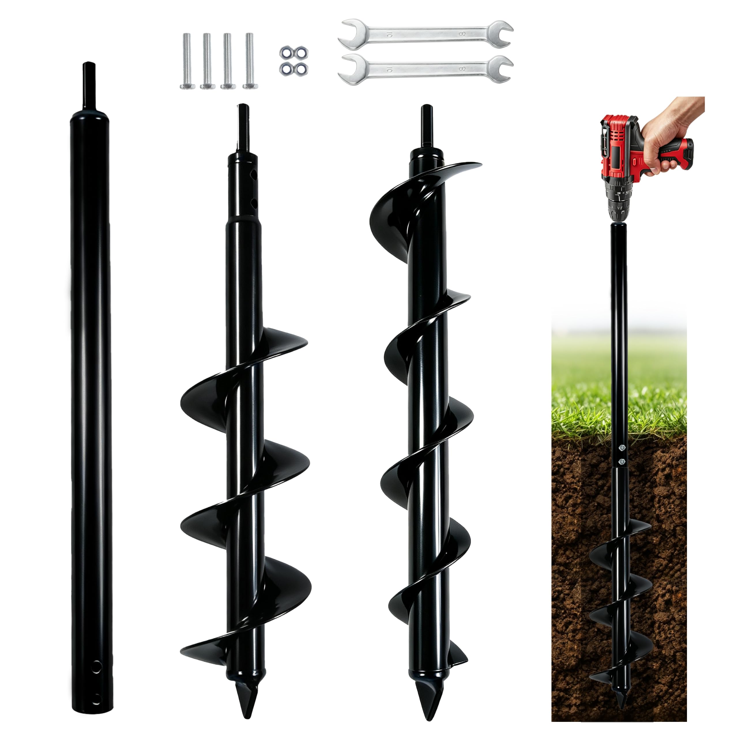 Planting Auger Drill Bit with Extension, 3/8" Hex Drive Gard -1