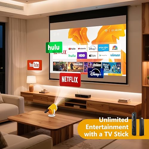 Miniatura 2 de Mini proyector portátil con WiFi y Bluetooth giratorio proyector de película con enfoque electrónico LED Pico proyectores para cine en casa