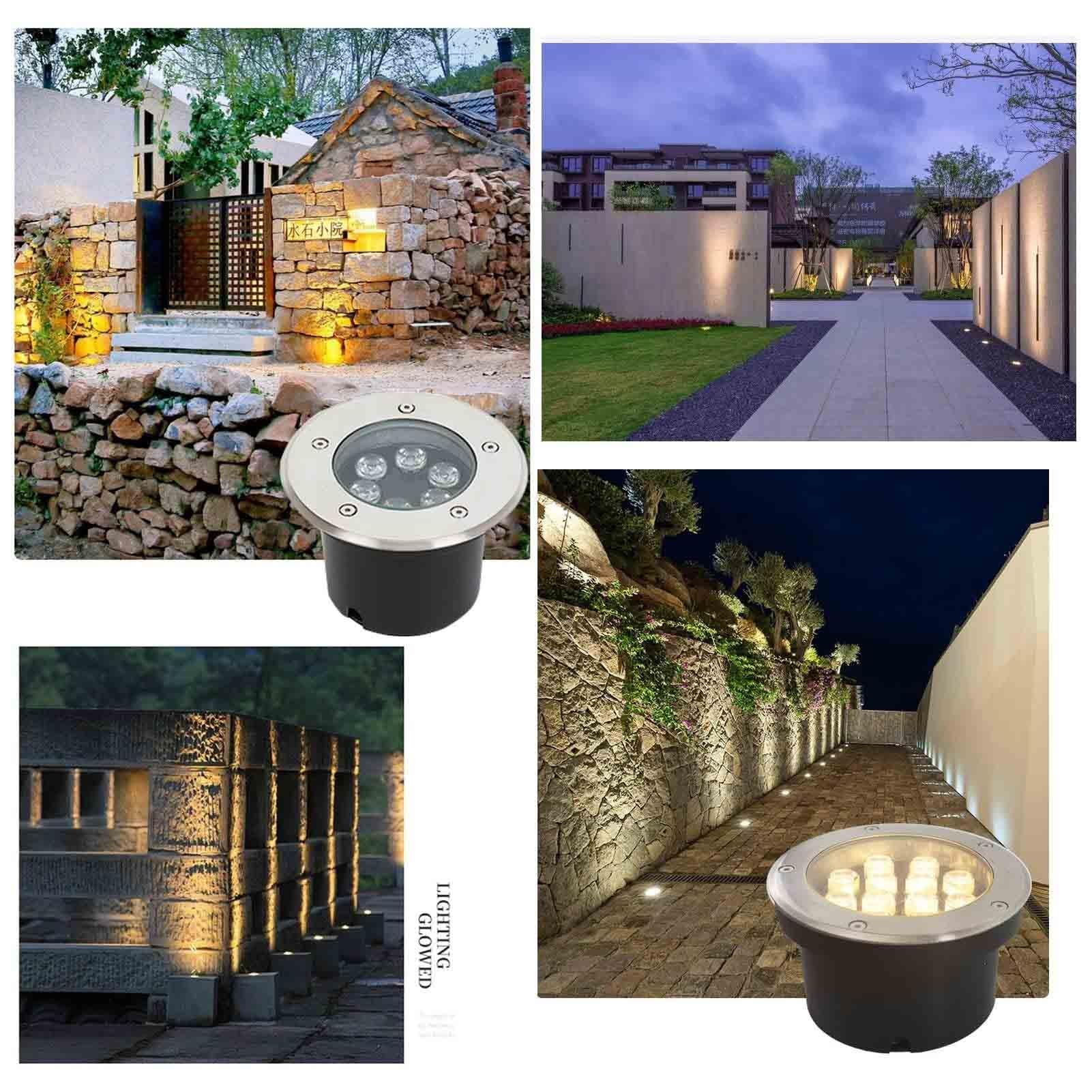 THEGA Luz LED Empotrable Exteriores - Foco Redondo Empotrable Para Jardín, Foco LED Empotrable Para Exteriores, Resistente Al Agua IP66, Lámpara De Baja Tensión AC24V Suelo(Blue,24W)