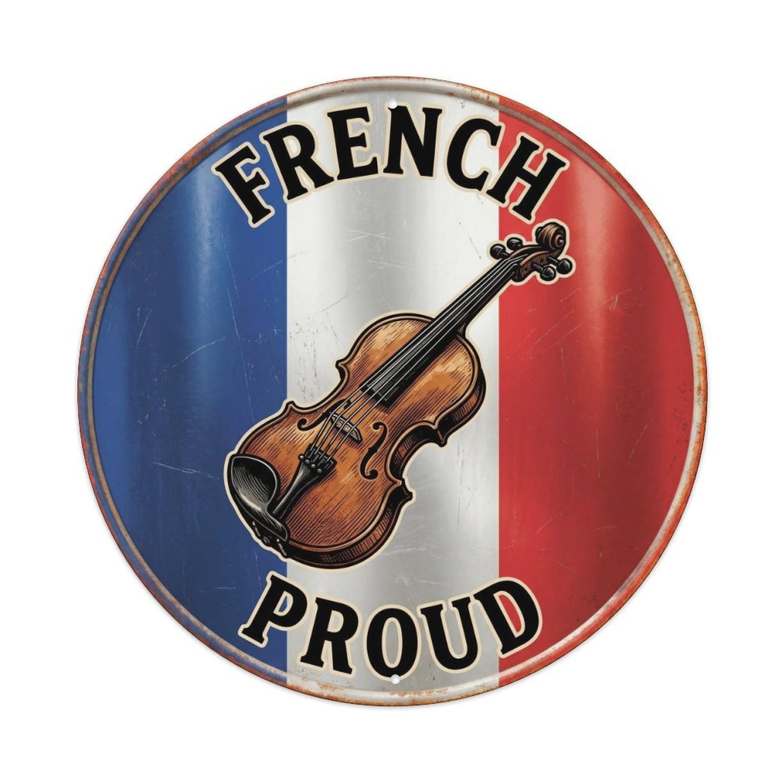 Olhnbad Style French Proud Violin Music Heritage Emblem Metal Tin Sign