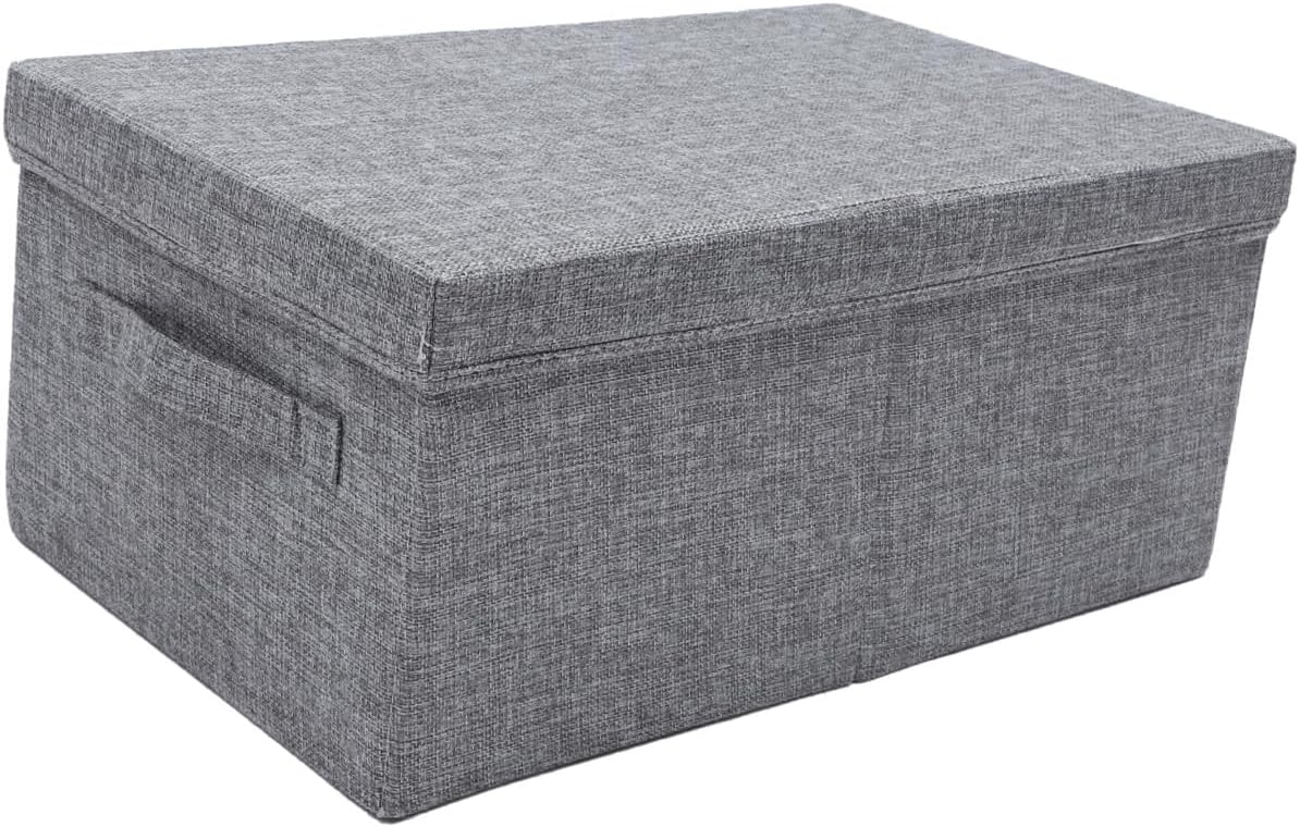 Outanaya Home Clothes Organizer Foldable Storage Case for Toys and Household Items Large Grey Container with Cover for Daily Use and Home Organization